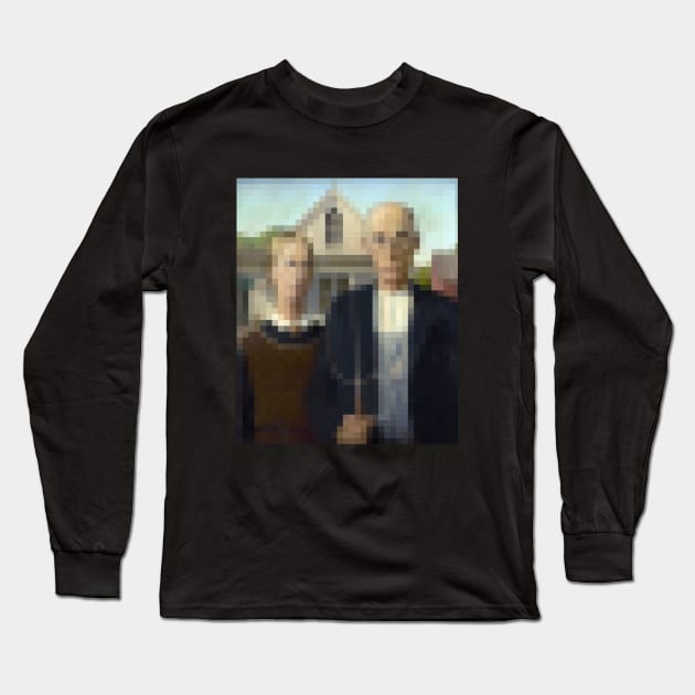 American Gothic - Pixel Art Long Sleeve T-Shirt by shamila